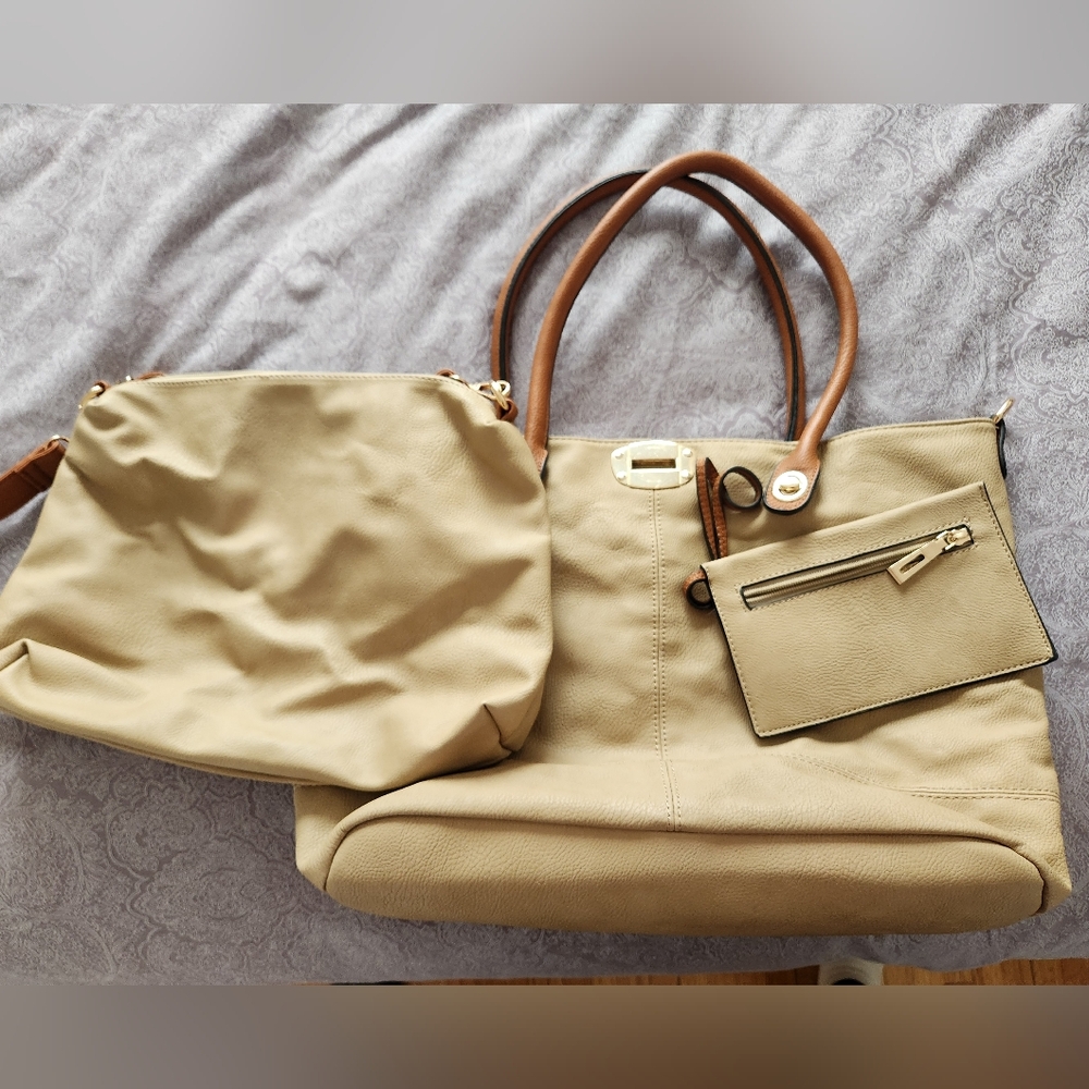 Italian Leather Tote Bag Set